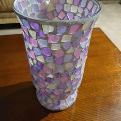 Lavendar Mosaic Glass Candle Holder Large 