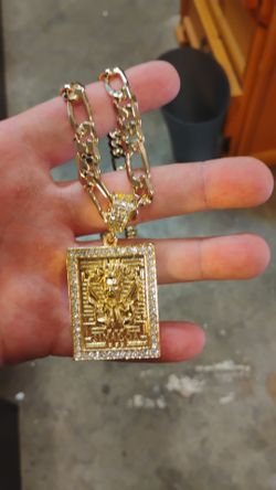 Malverde saint 14k plated over CZ CHARM an chain