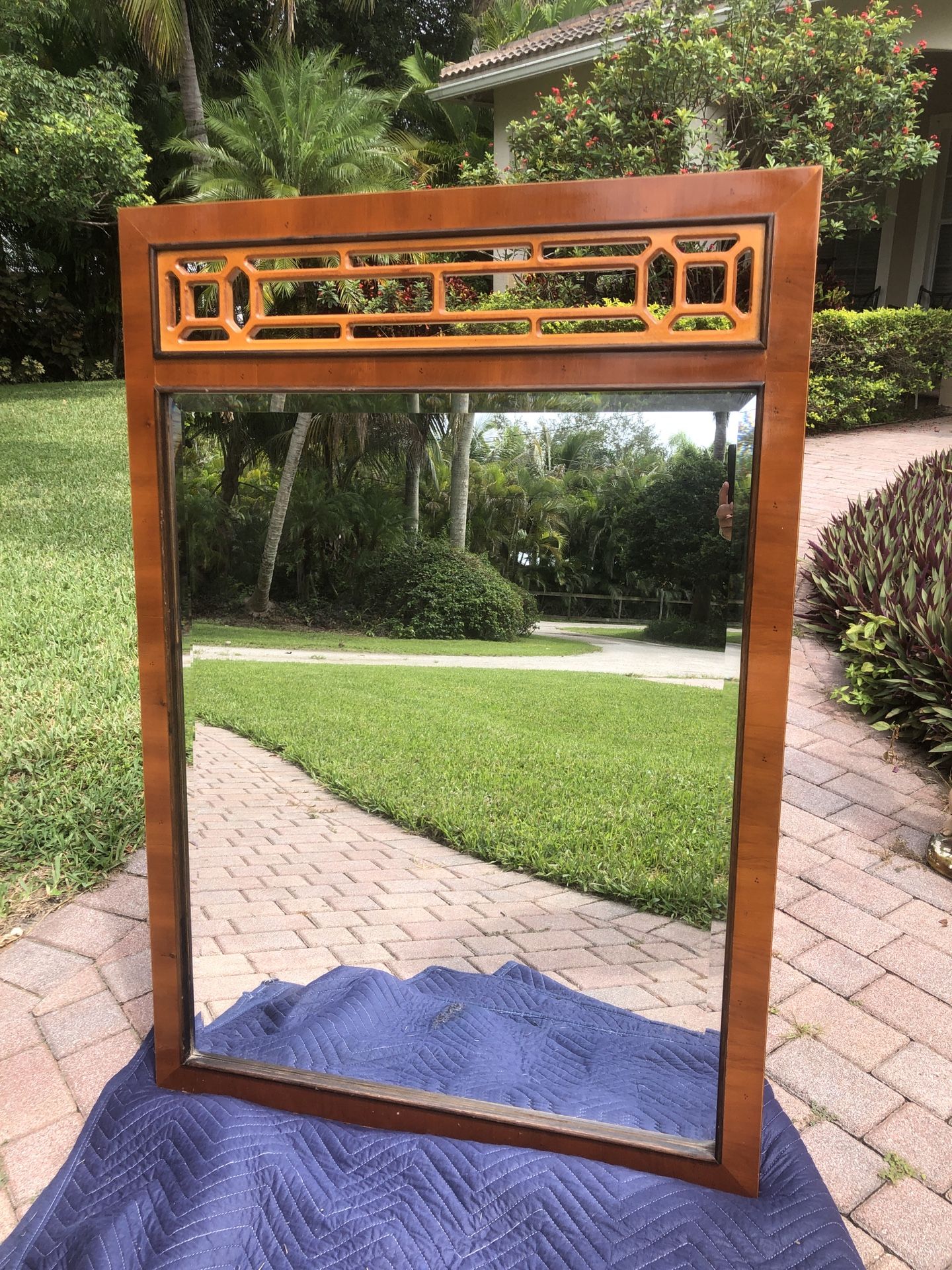 Mid Century Modern 1950’s Fruitwood Wall Mirror