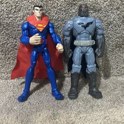 Mattel DC Superman vs Batman 6inch Action Figure Justice League w/ Cape lot of 2