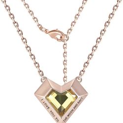 Ivy Heart Necklace Women 925 Sterling Silver Chain Birthstone Crystal Geometric
