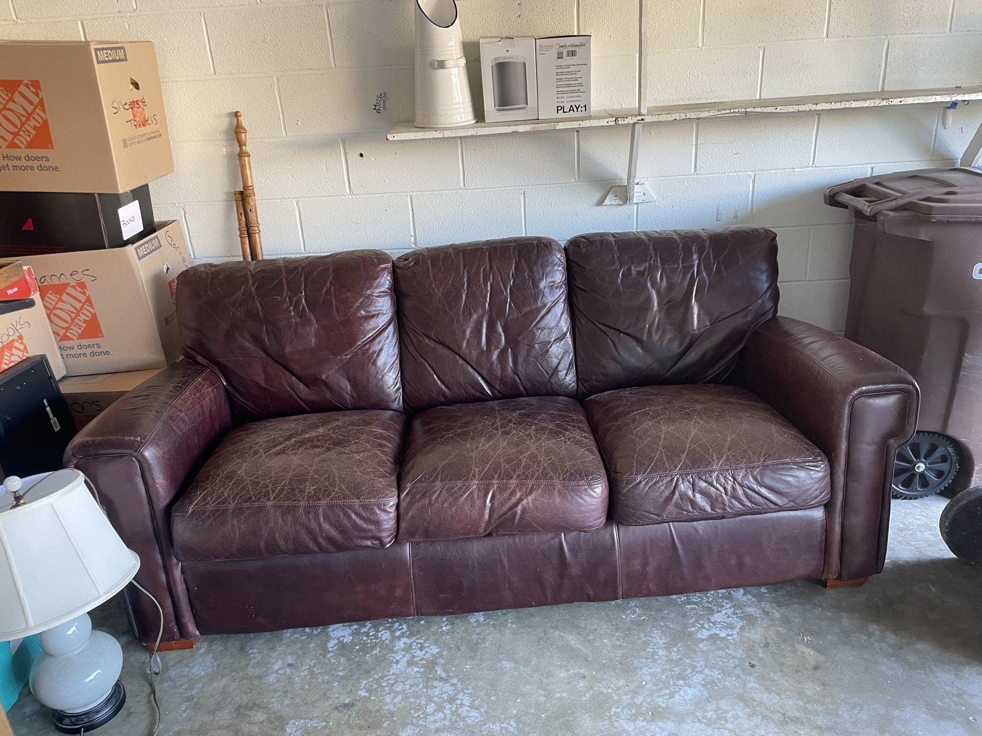 Brown Leather Couch 