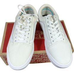 Vans Comfycush Old Skool Classic White Canvas Sneakers Shoes Men 5 Women 6.5