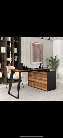 L shaped Work Desk With storage