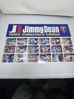 1992 jimmy dean mlb collectors edition uncut sheet