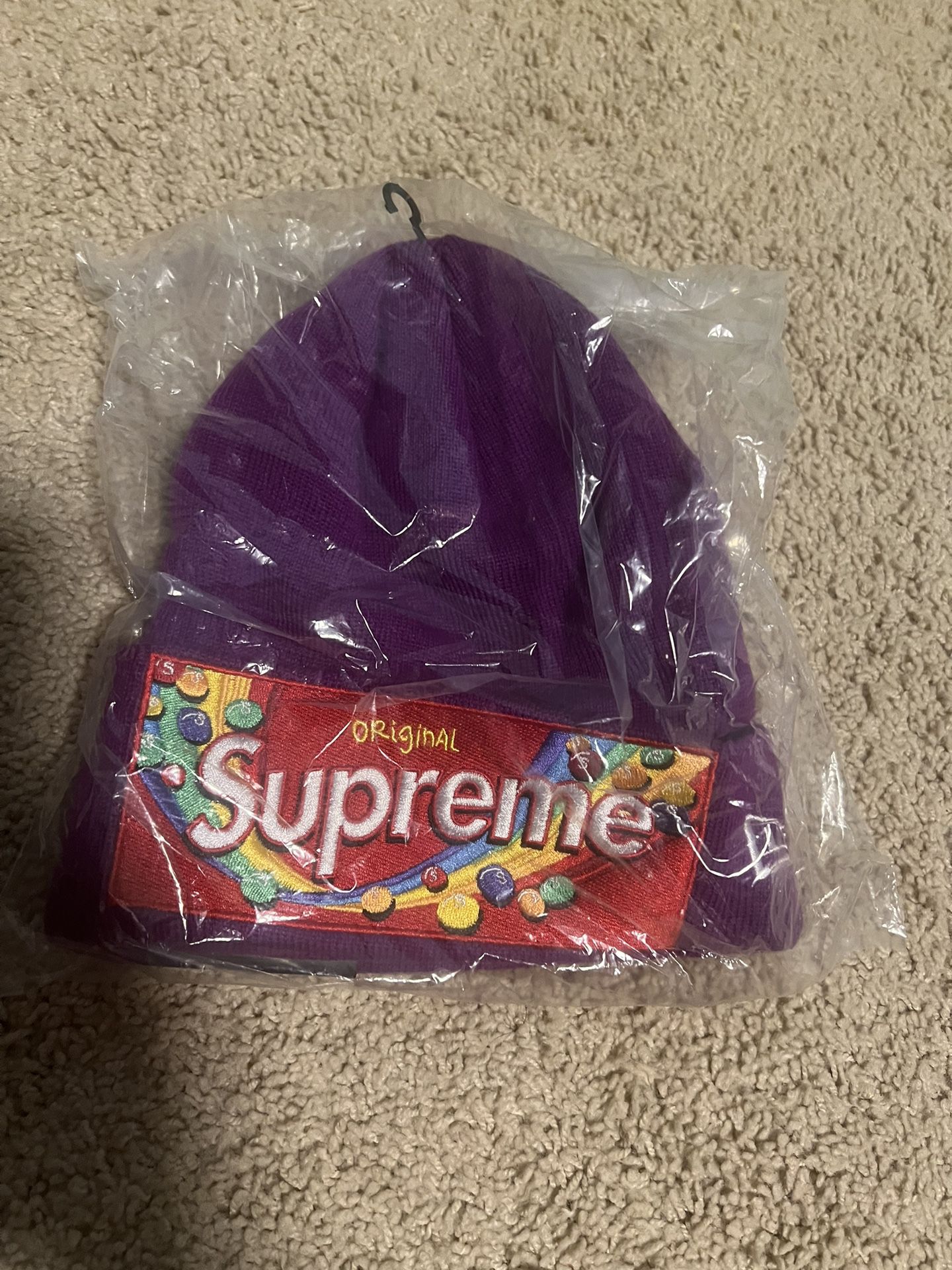 Supreme Skittles New Era Purple Logo Beanie New (Rare Color)