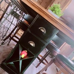 Wooden table with 3 high chairs