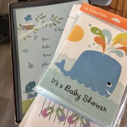 Blue Whale And Blue stork Shower Invitation 