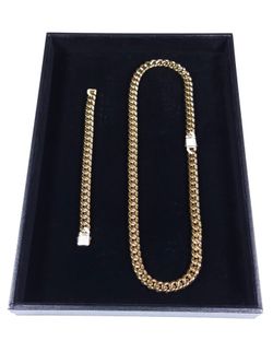 Gold Chain Iced Out Clasp Cuban Link 12mm 24" / 26"  14k Stamp 8" Bracelet  *Great Quality*