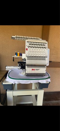 BAI 15-Needle Commercial Embroidery Machine w/ Stand & Accessories