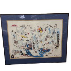 Framed “Antarctic Antics” Robert Marble personal signed numbered lithograph COA ultra color 1986