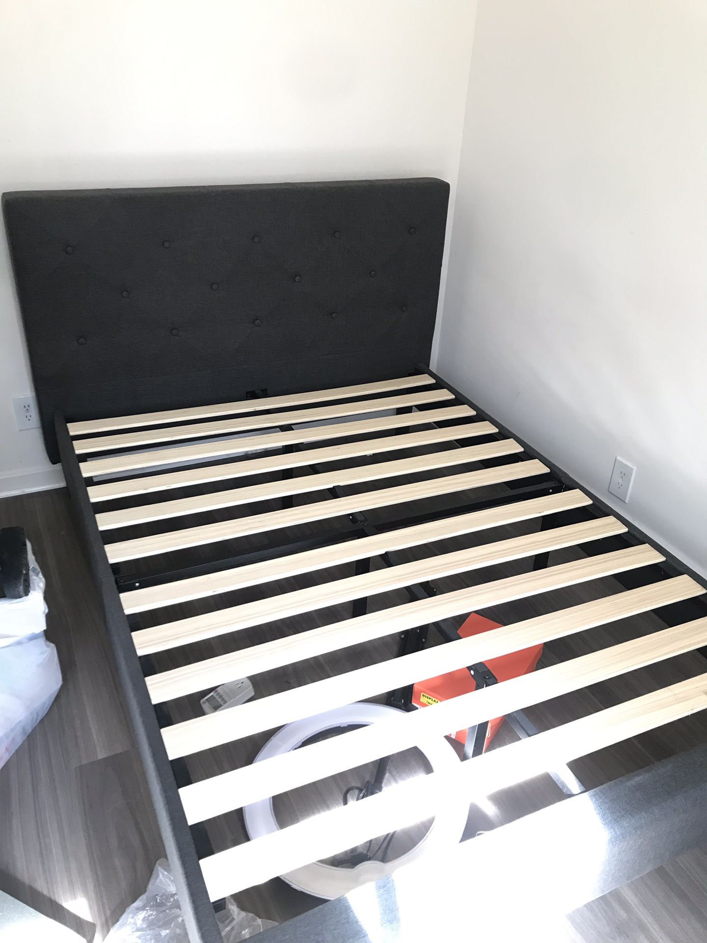 Full size Bed Frame w/ headboard gray (bought on Wayfair)