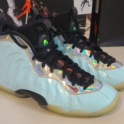 Nike Little Posite One GS Mix Tape Teal Blue Black Silver DH6490 400  Youth Size 6.5 Woman's Size 8