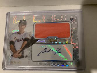 Topps finest Christian Yelich patch auto rookie refractor #d 62/149