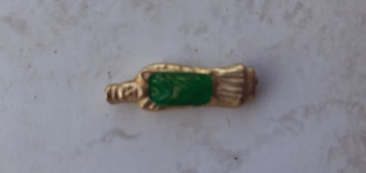 VTG Miniature Icon-St. Patrick Statue 1" Tall Gold Plated/Green Enamel