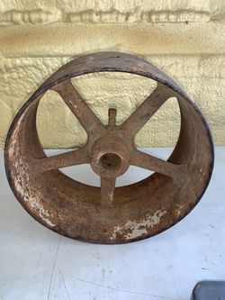 Antique Hit-n-Miss Tractor Farm Gear Pulley Wheel Steam Punk Industrial Factory