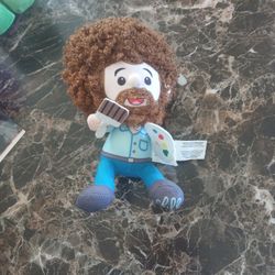 Fiesta Toys Bob Ross 6.5" Stuffed Plush Doll Toy Holding Paint Brush  New w/ Tag