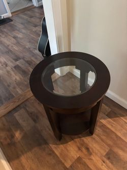 Round Glass Top End Table