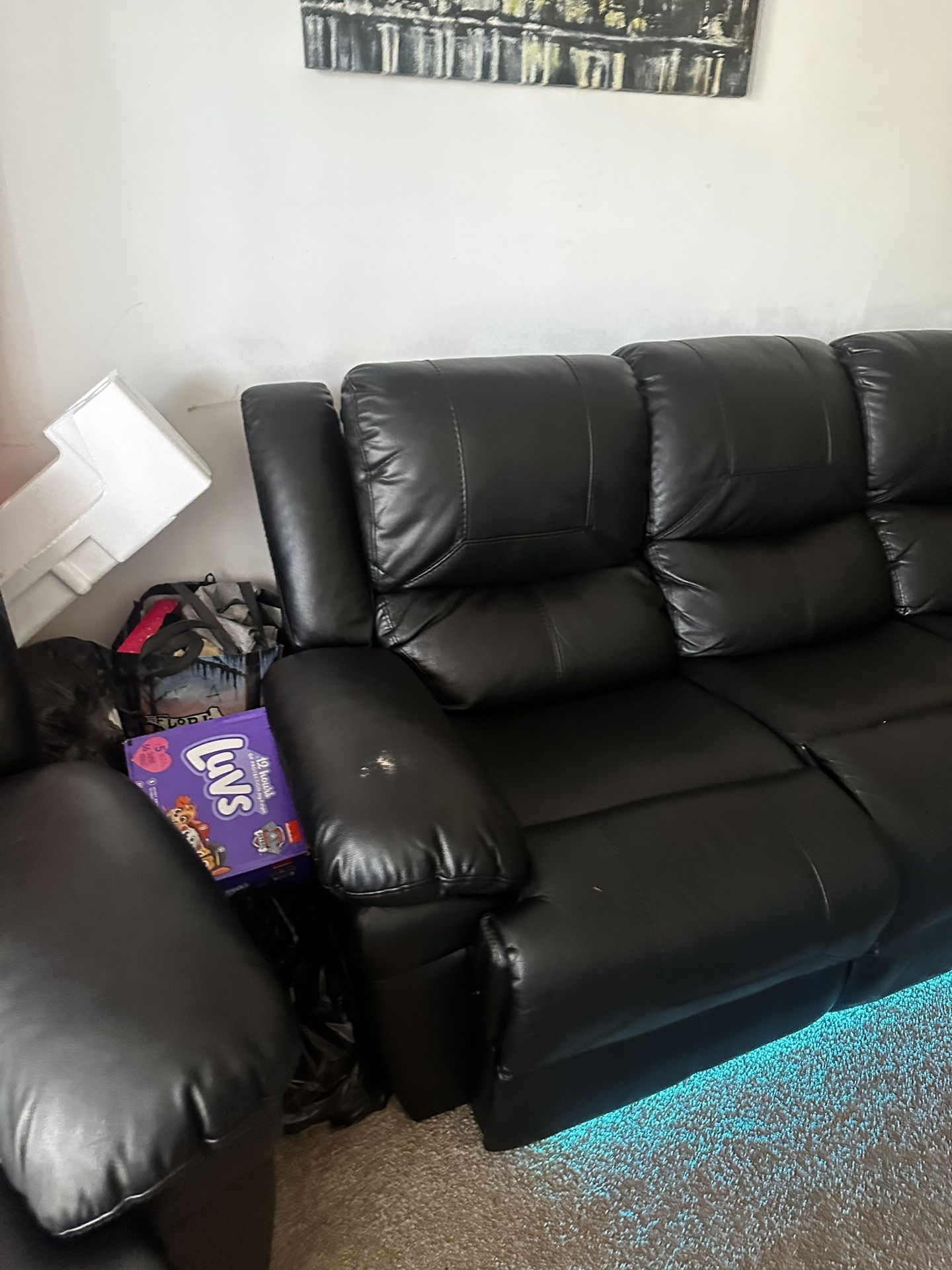 2 Piece 4 Seat LED Reclining Sofa Set