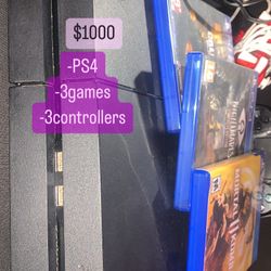 Ps4+3games,controllers