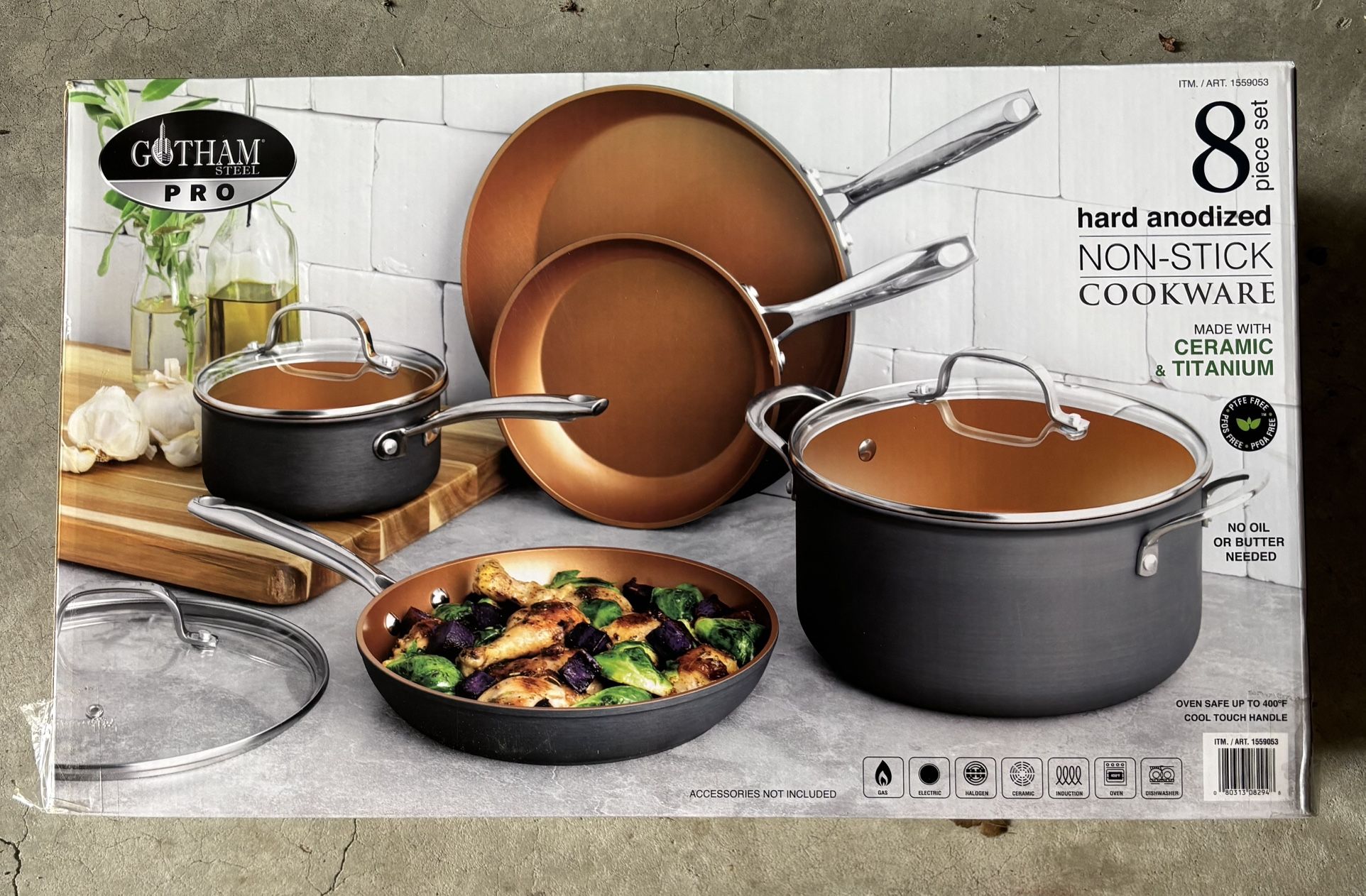 8 Piece Set Hard Anodized Non-Stick Cookware