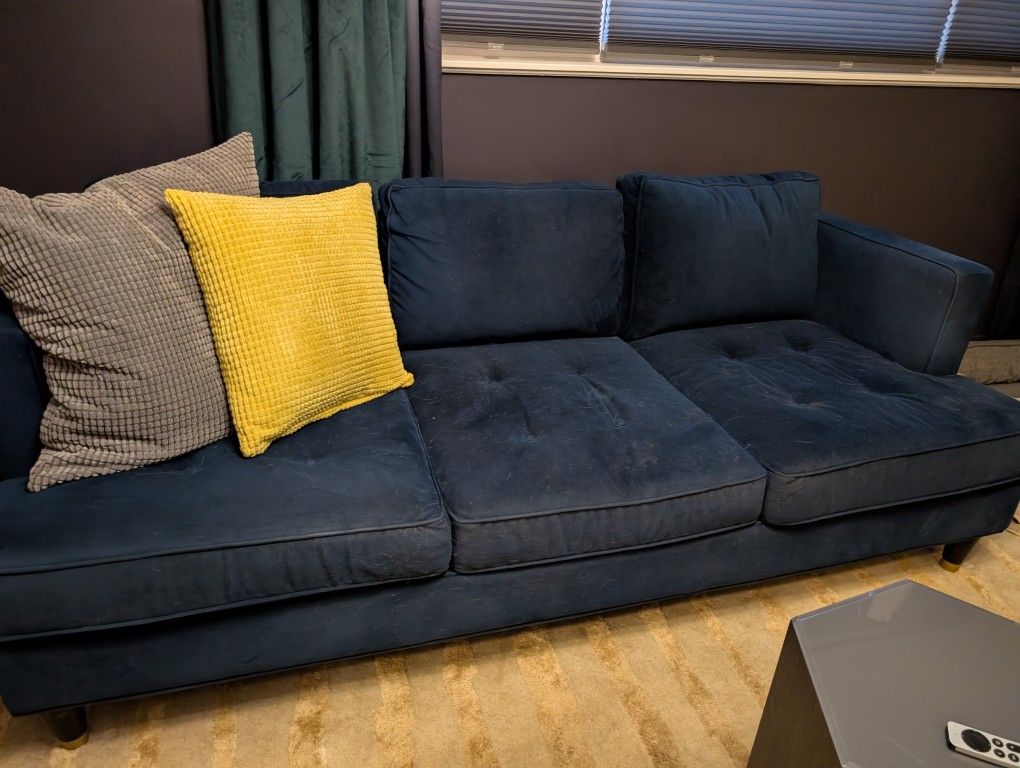 Dark Blue Sofa With Pillows