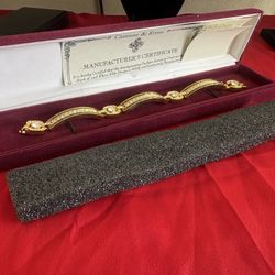 JBK Jacqueline Kennedy Camrose & Kross Gold Plate Black Clear Crystal Bracelet COA