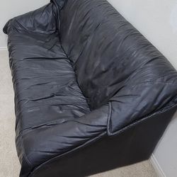Italian Couch and Love Seat. Black Supple Leather
