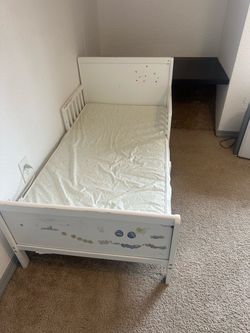 White Toddler Bed with Mattress