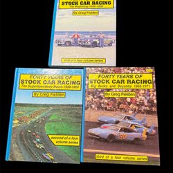 Signed FORTY YEARS of STOCK CAR RACING - 3 Volume Series - Greg Fielden NASCAR