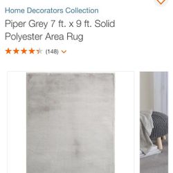 Piper Grey 7 ft. x 9 ft. Solid Polyester Area Rug. RETURN ITEM LIKE NEW CONDITION 