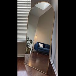32 X 71 Full Length Free Standing Mirror.   Arch Mirror In Gold