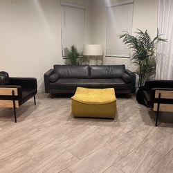 Modern Living Room Set – Sofa + 2 Chairs + Ottoman (Stylish!)