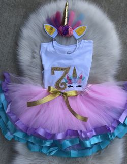 Unicorn Birthday tutu set please read description