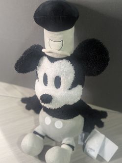 Disney Parks Steamboat Willie Mickey Mouse Weighted Plush 18ā ā Original Tags