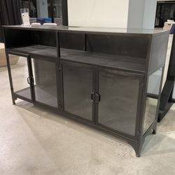 Mercana Pender 63" L Black Metal Glass Door Display Cabinet 