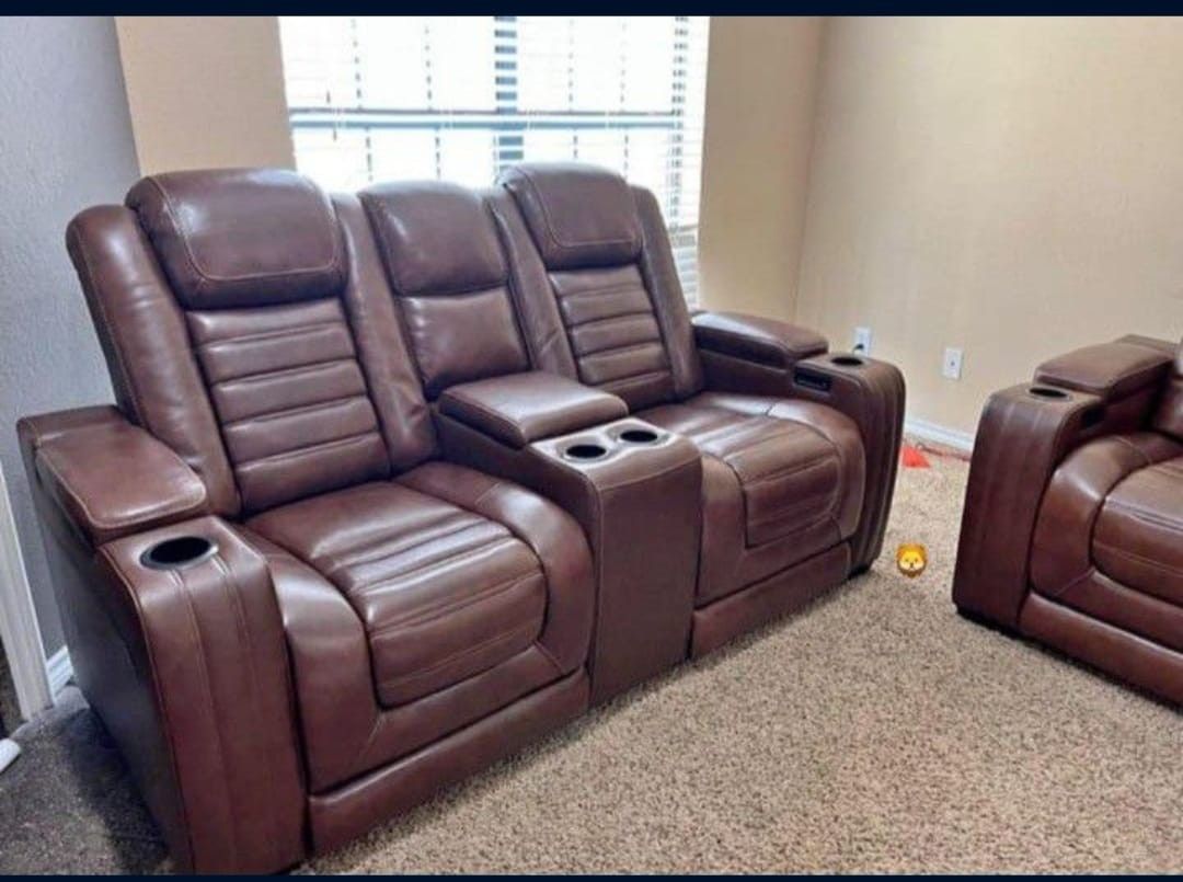 Backtrack Chocolate Power Reclining Loveseat With Power Headrest and Massage🚩Buy now pay later🚛Same Day Delivery