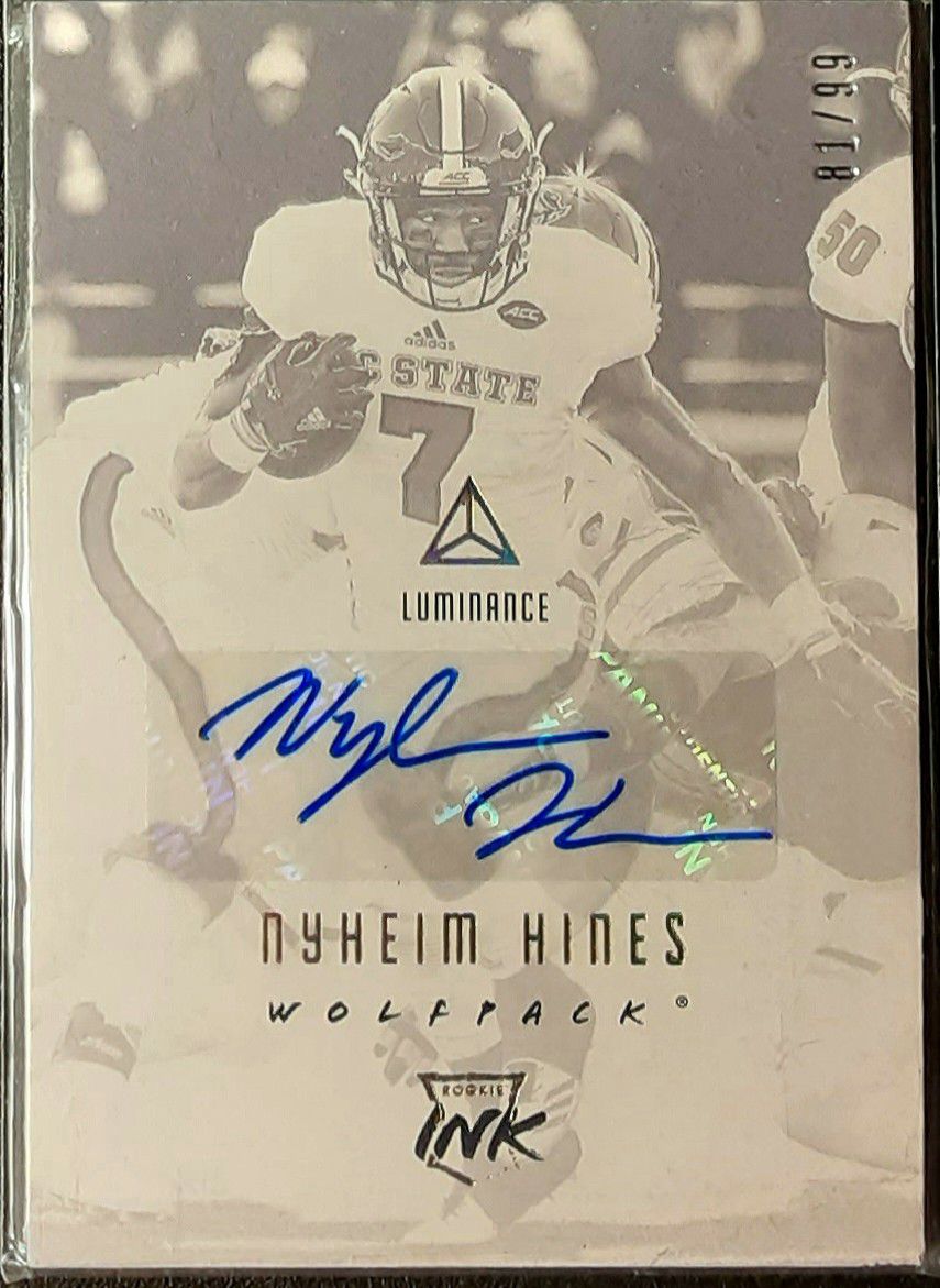 NYHEIM HINES ROOKIE AUTOGRAPH 2018 PANINI LUMINANCE ROOK INK /99 # RI-NYH INDIAPOLIS COLTS NC STATE