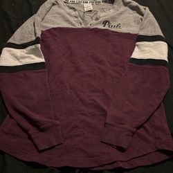 Pink VS Sweater Burgundy Gray Shirt