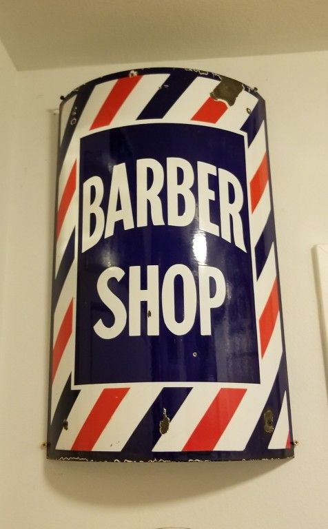 Vintage Porcelain Barber Shop Sign