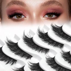 MLEN DIARY 5 Pairs False Eyelashes Mink Faux Eyelashes Natural Look 4D Fluffy Fake Lashes Thick Volume Lashes Long Eyelashes Strip

