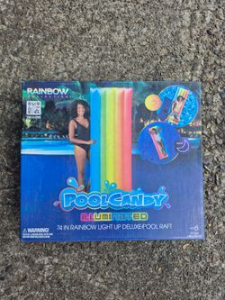 PoolCandy Illuminated 74" Rainbow Light Up Deluxe Pool Raft