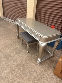 Silver Vanity with Stool