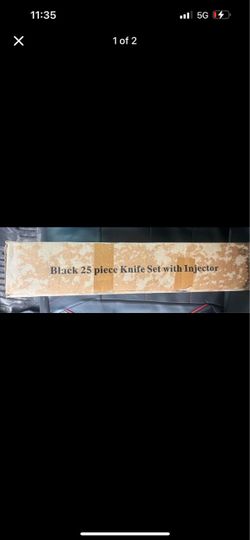 Black 25-Piece Knife Set with Injector