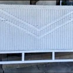 Vintage White Wicker and Headboard
