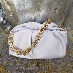 Cloud Pouch Bag With Gold Chain