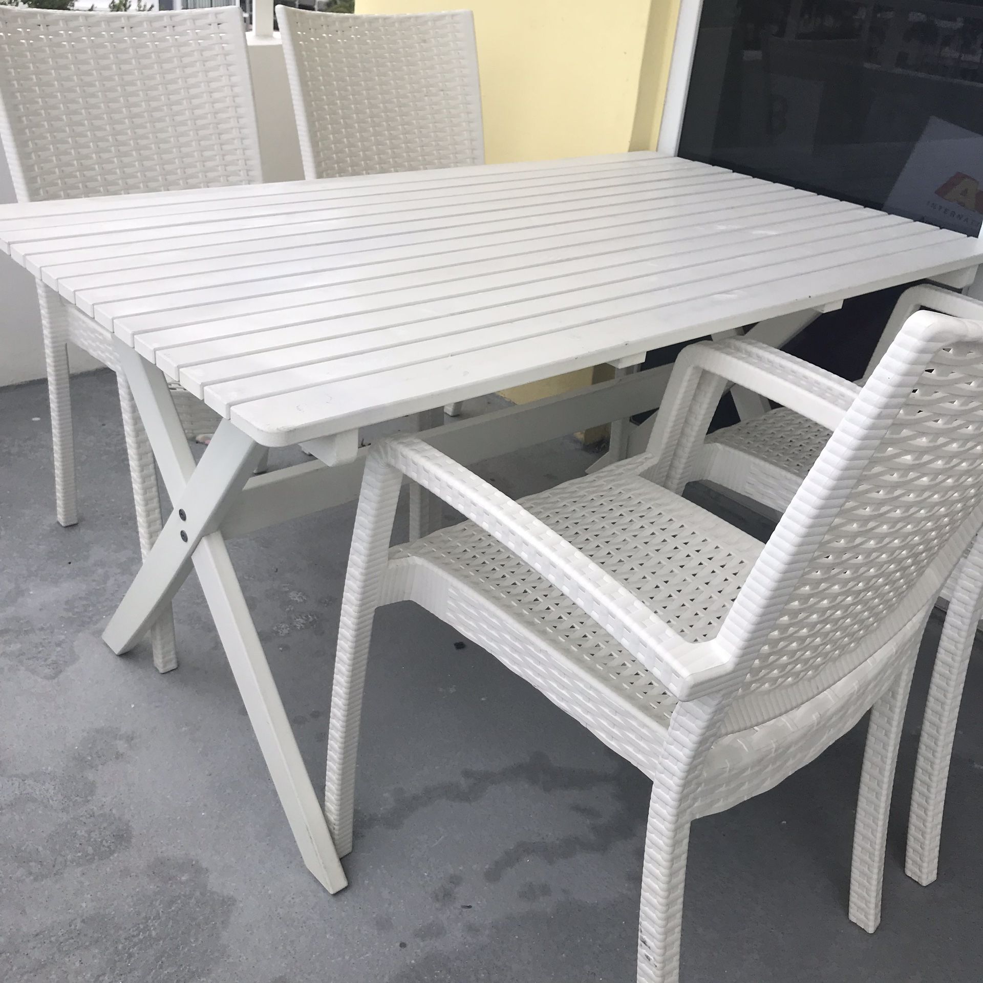 IKEA White Innamo Armchairs & Angso Table