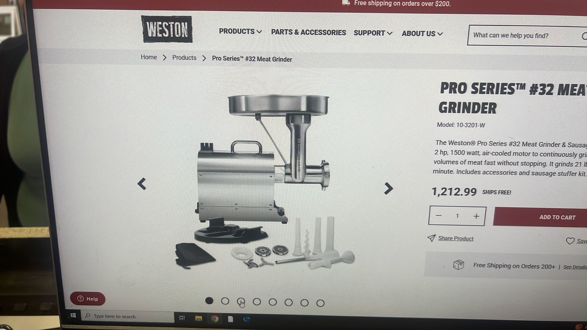 Weston Meat Grinder 2hp