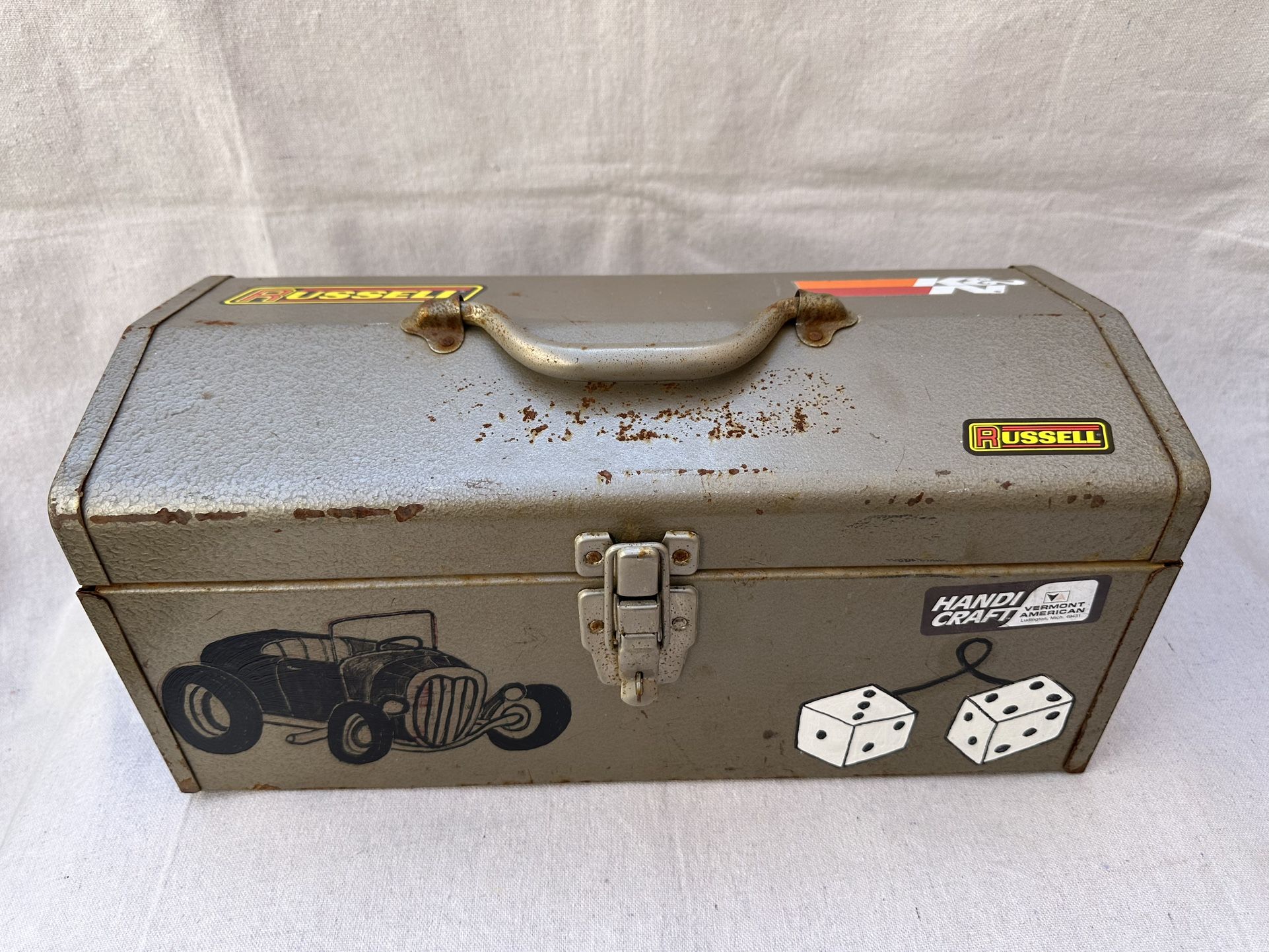 Vintage Handpainted Hot Rod Racing Car Tool Box Storage