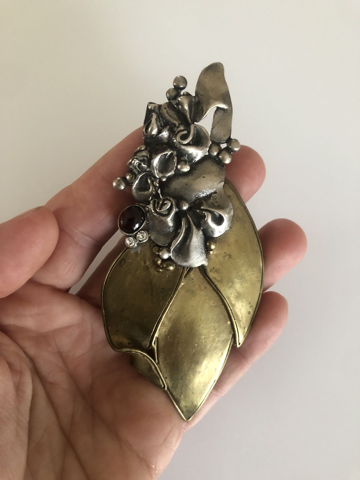 Rare Vintage Art Nouveau 925 Sterling Silver Banana Flower Pin Brooch